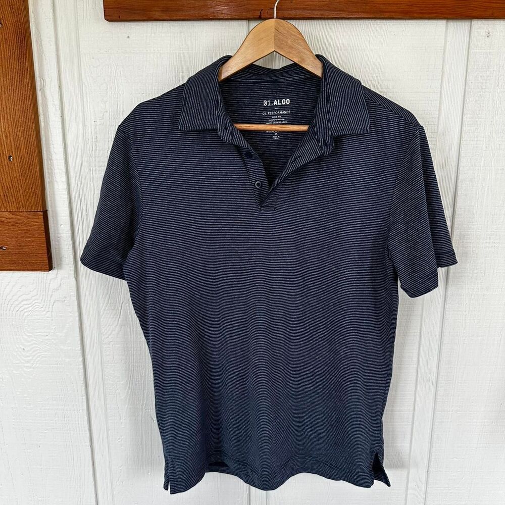 0.1 Algo Men's Navy Polo Shirt Size Medium